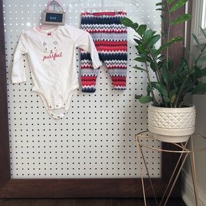 Long sleeved body suit with fleece lined leggings